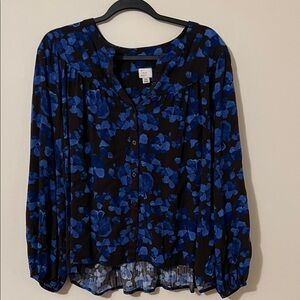 a new day Black and Blue Floral Blouse